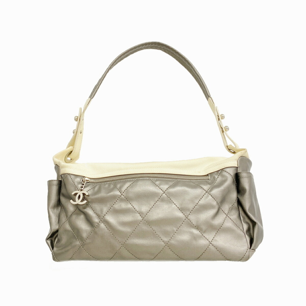 Chanel Paris Biarritz Shoulder Bag, Canvas, Gray, Women's